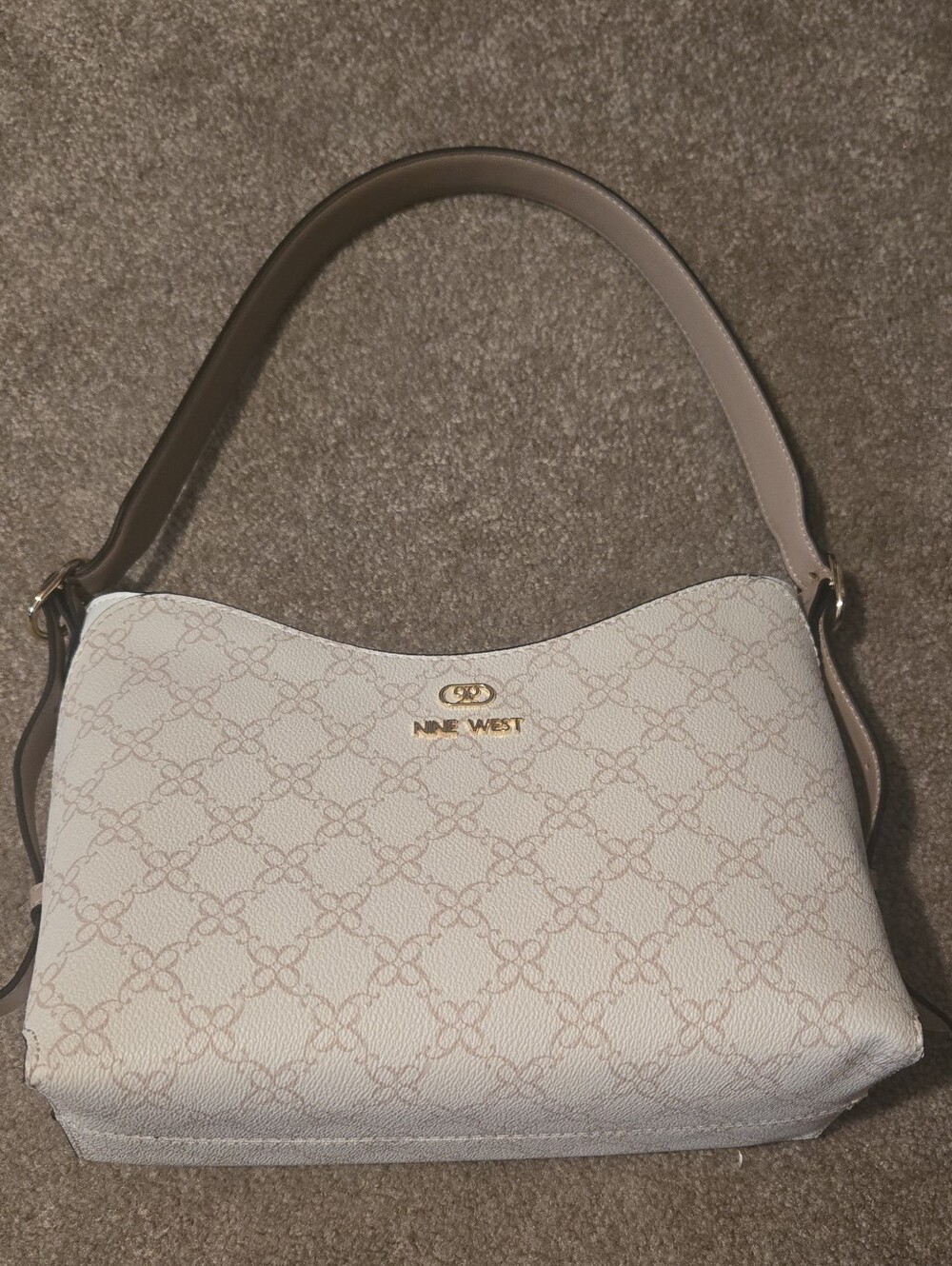 Nine West Cream and Pink Monogram Shoulder Bag